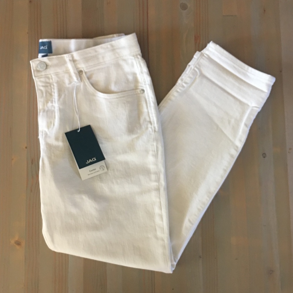 NWT JAG Carter Mid Rise Girlfriend Jeans White 12 - Picture 5 of 16